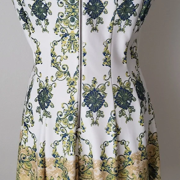 Julian Taylor Yellow & White A-line Midi Dress Size 12 - Picture 8 of 11